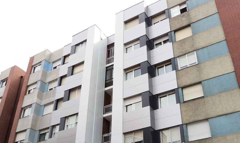 Rehabilitacion energética mediante fachada ventilada composite en Bilbao